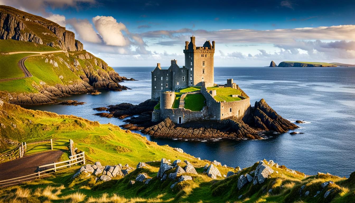 Kilcoe Castle, Cork, Ireland: Sepia Tone Photograph