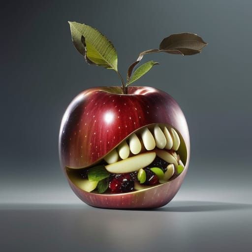 Happy Apple with Teeth: Fantasycore Artwork