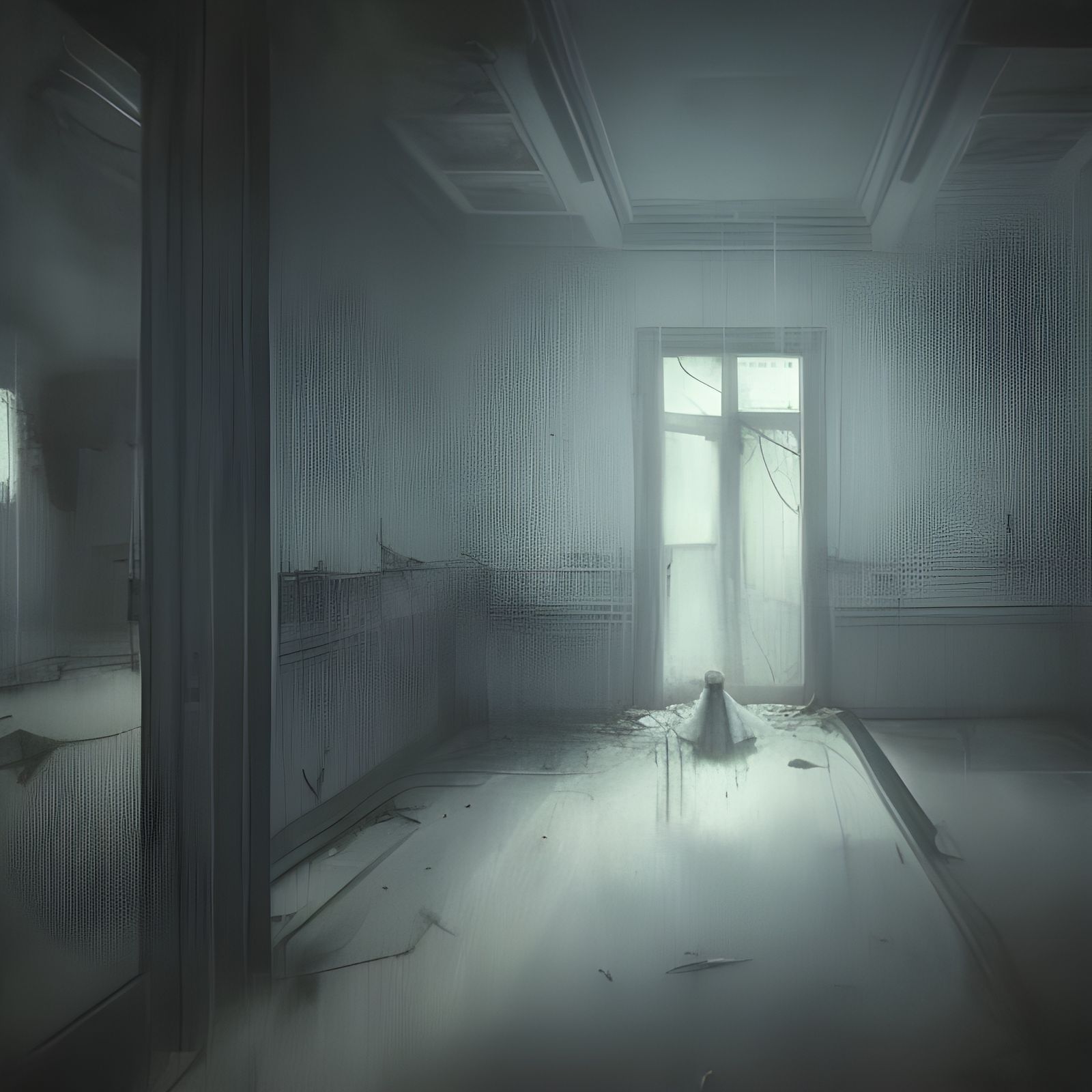 Creepy Abandoned Asylum in Dark Fantasy Style