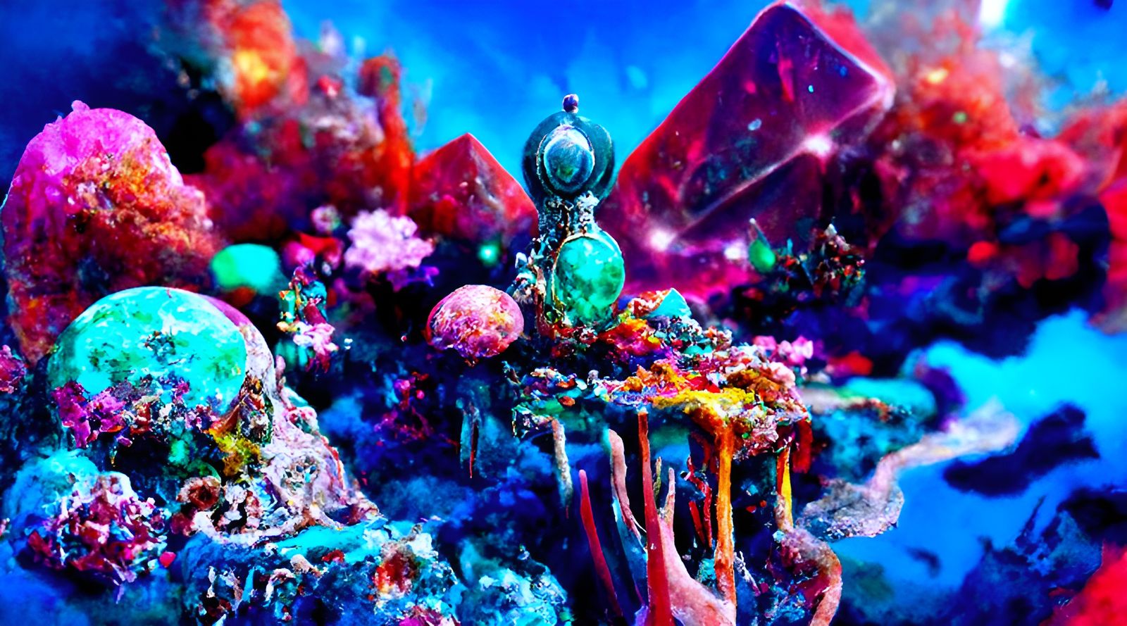 Neon Geode Trident Undersea Concept Art