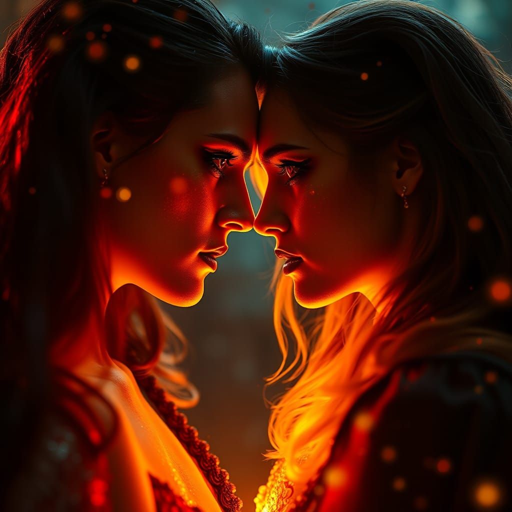 Gothic Vampire Couple Merged in Double Exposure