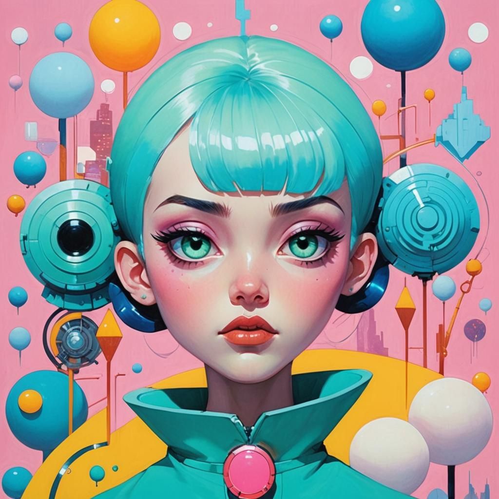 Dystopian Amazonian Woman in Cyberpunk Style