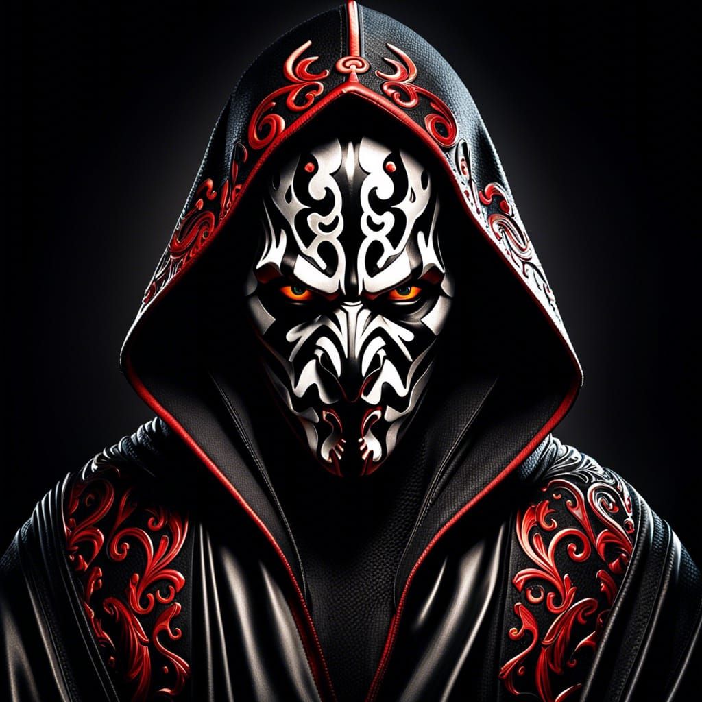 Hyperrealistic Portrait of Darth Maul in Black Robe