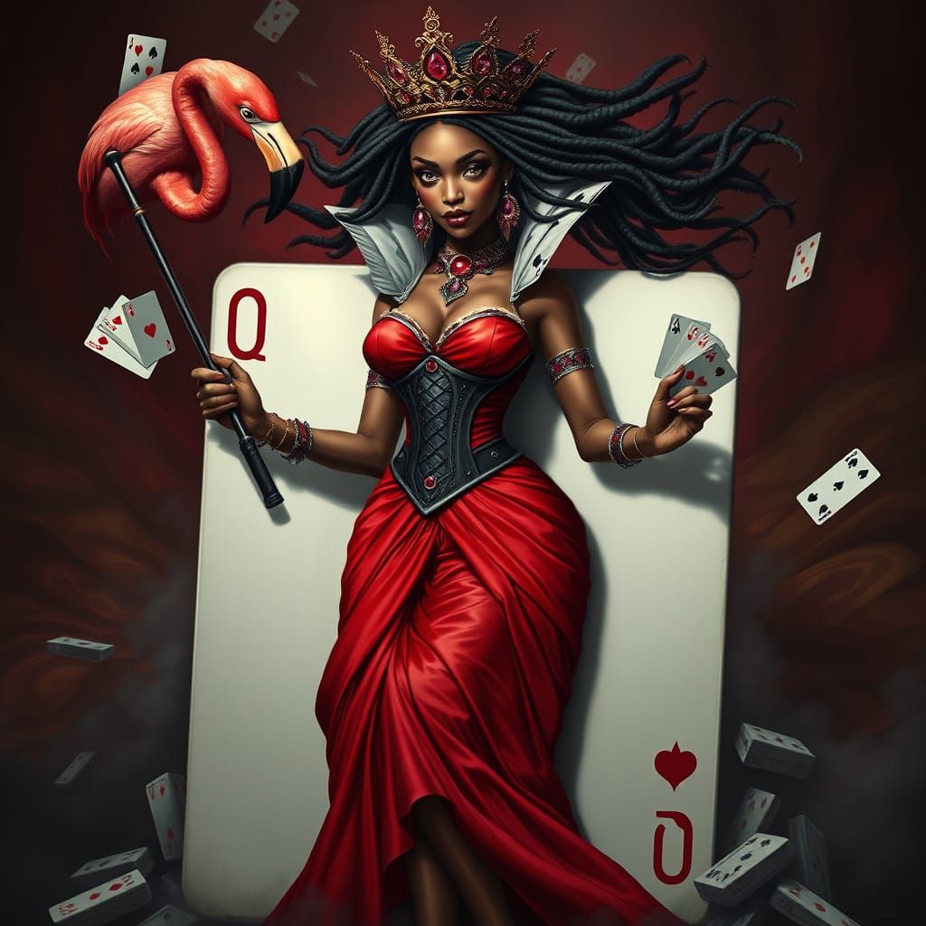 Evil Queen of Hearts with Flamingo Golf Club