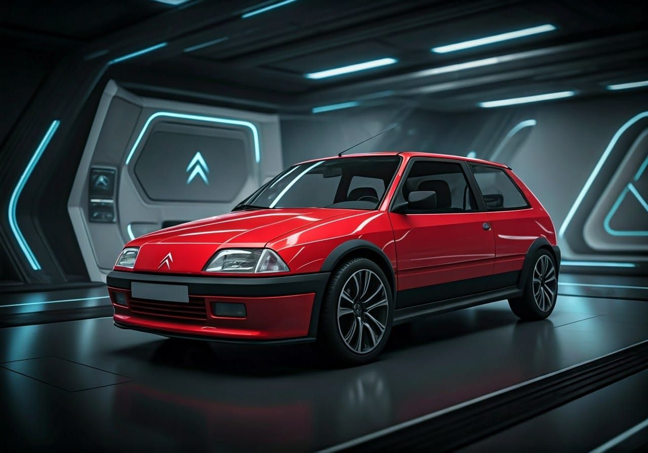 Futuristic Citroën AX Concept Car in Matte Painting Style