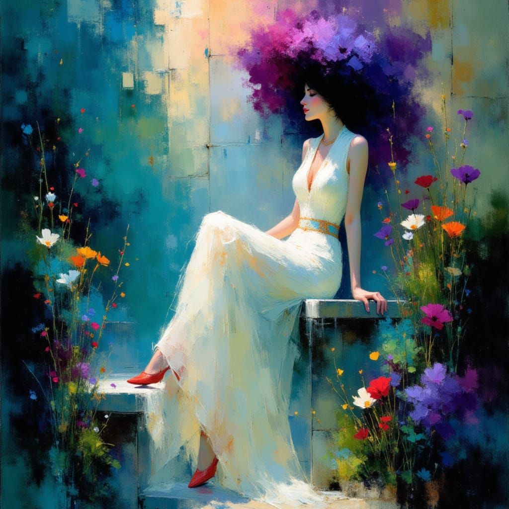 Ethereal Woman in Cosmic Dreamscape