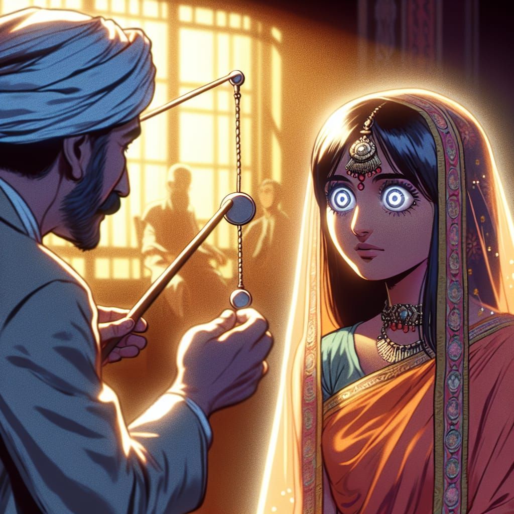 Hypnotic Indian Woman in Anime Style