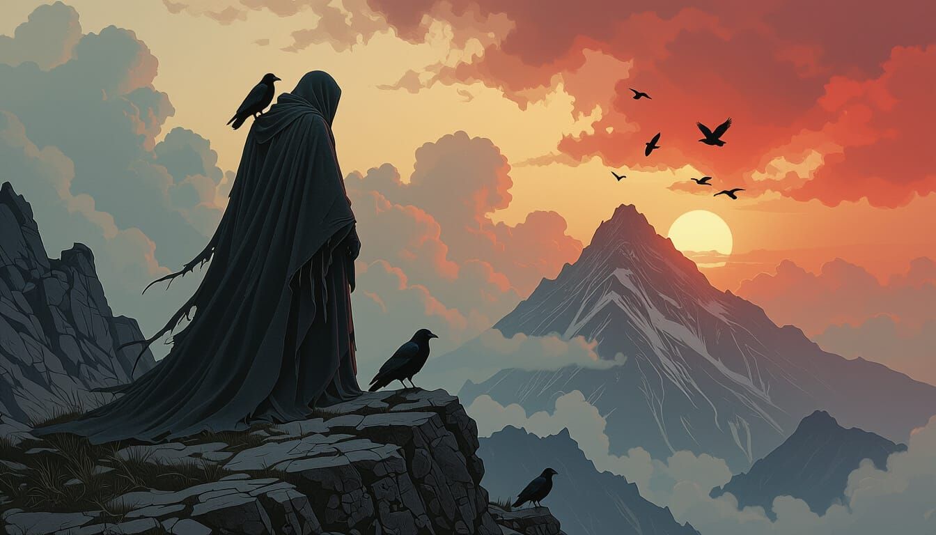 Chernobog Observes Yav in Dark Surrealism