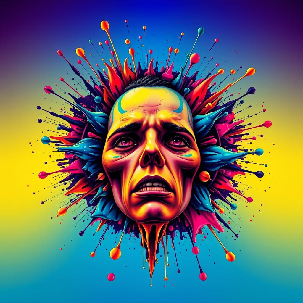 Pop Art Screen Print of Emotional Turmoil