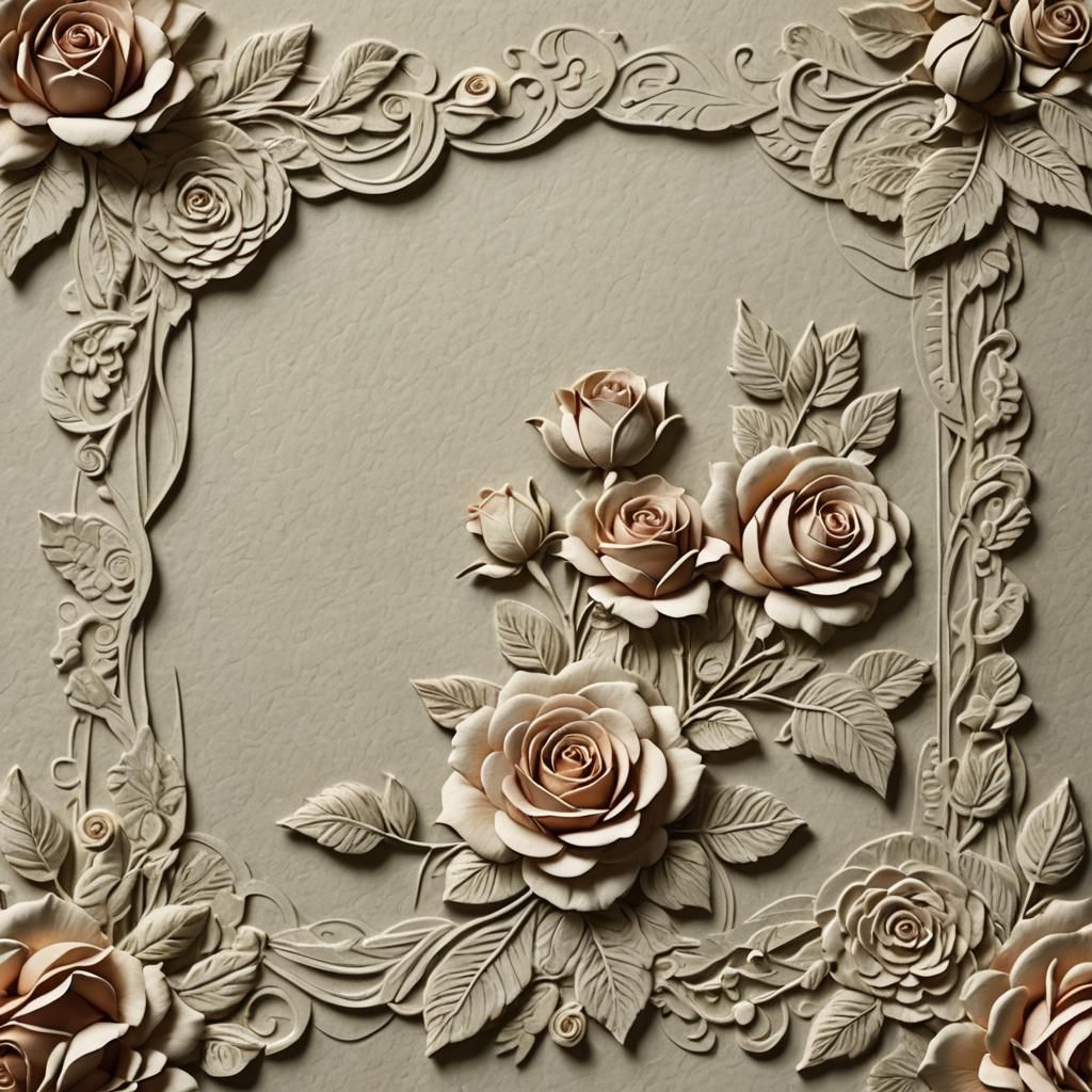 Embossed Roses on Textured Paper