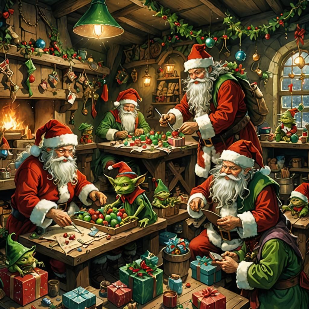 Festive Santa's Workshop: A Whimsical Christmas Scene