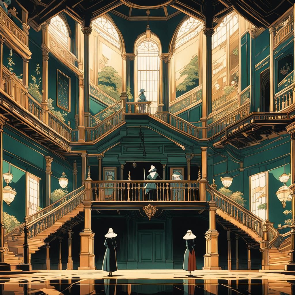 Madame X: Anime Key Visual in Escher Style