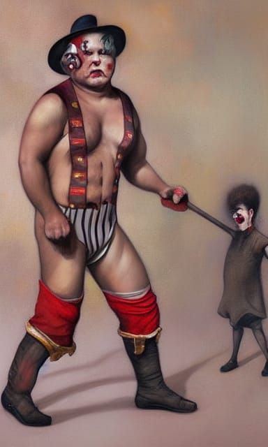 Circus Strongman in Comic Art Style