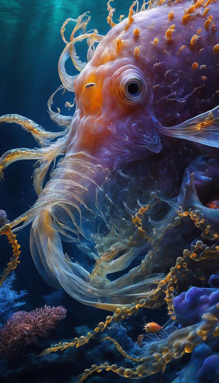 Deep-Sea Nebula Oil Creature in Raw Photography Style