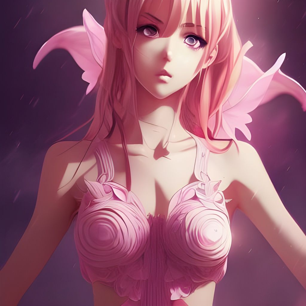Anime Style Woman with Pink Outfit