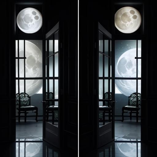 Moonlit Girl in Mirrored Room: Cinematic Image