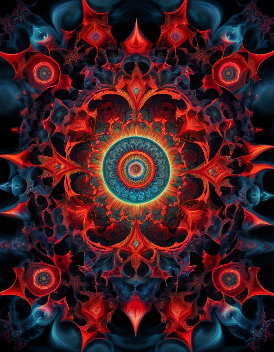 Trident Chakra with Fractal Mandala Patterns
