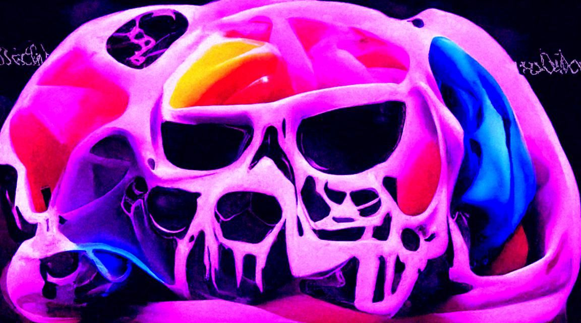 Psychedelic Neon Skull Art