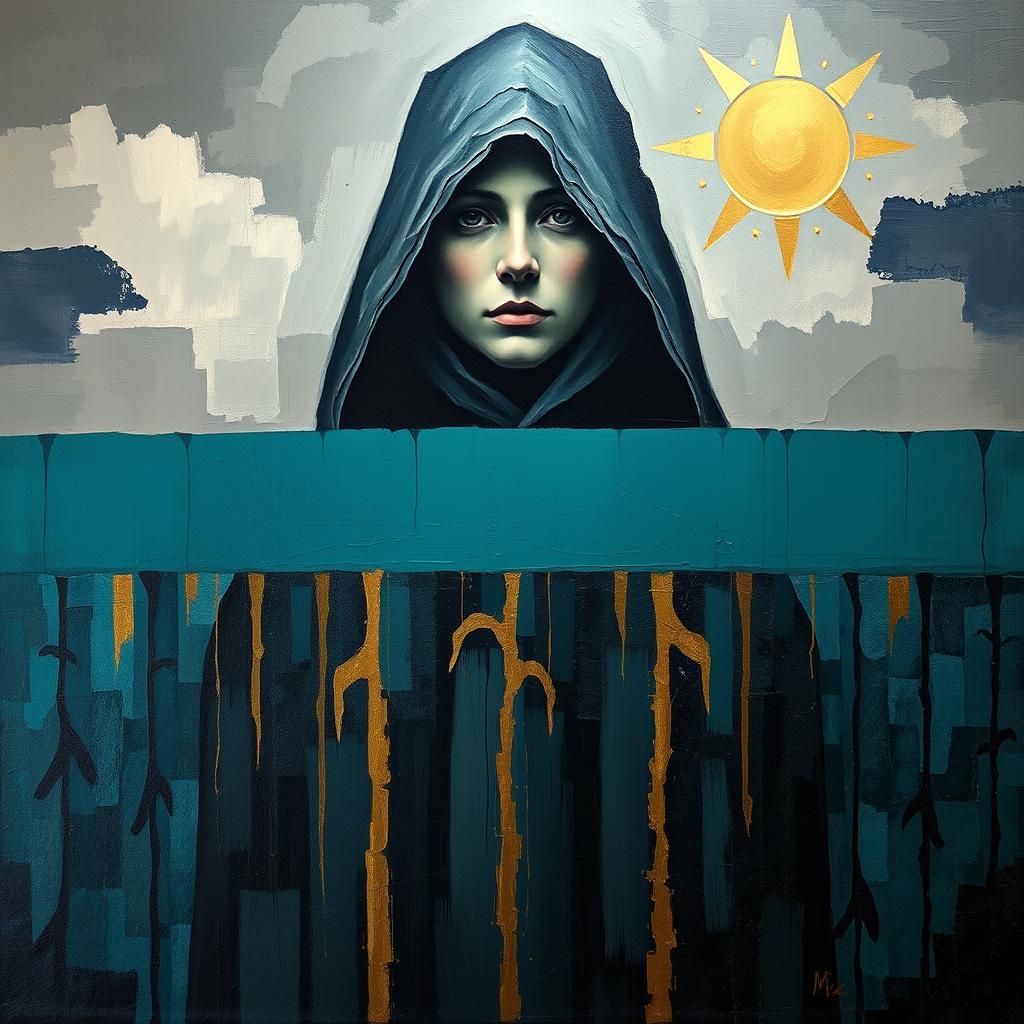 Abstract Surrealist Oil Painting with Textured Impasto