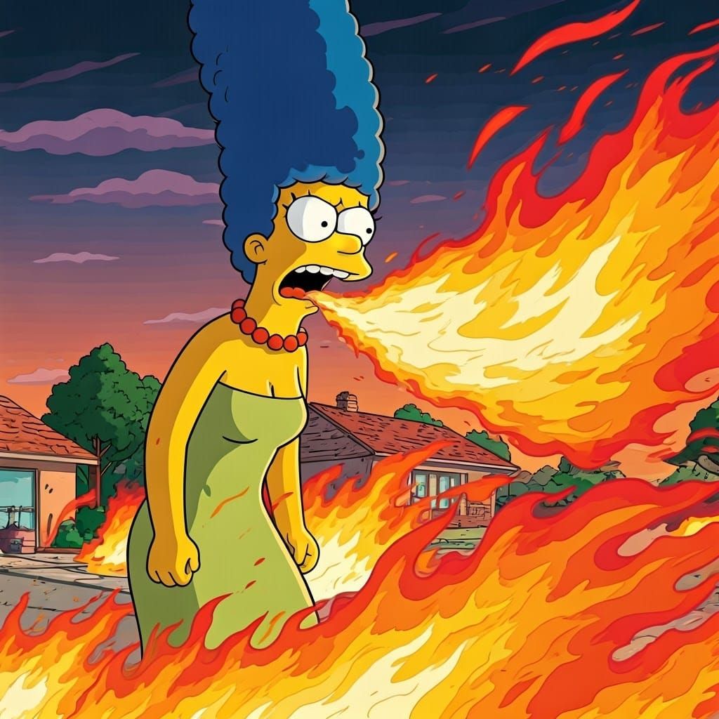Marge Simpson Unleashes Fiery Fury in a Vibrant Digital Artw...