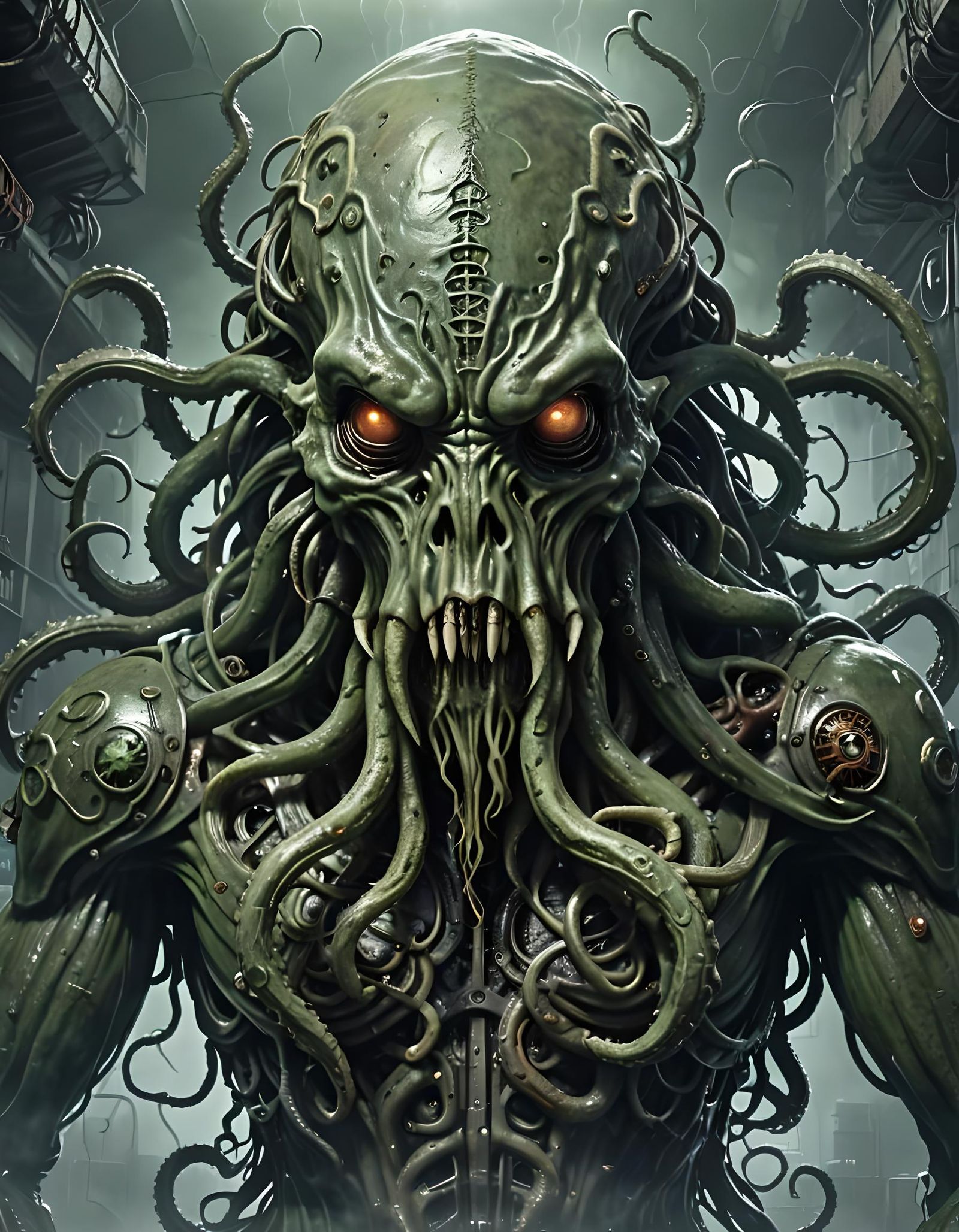 Biomechanical Cthulhu Simulacrum with Cybernetic Details