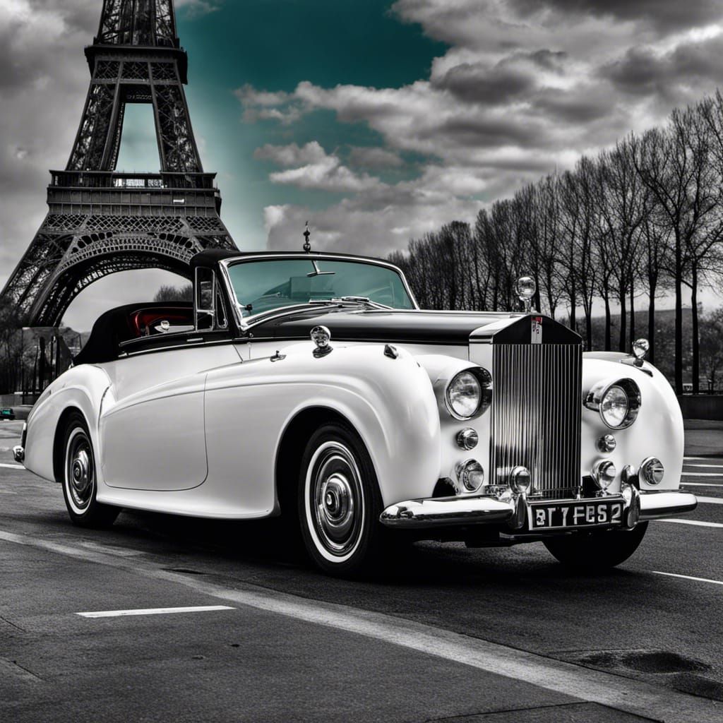 Rolls Royce with turquoise windscreen and sky