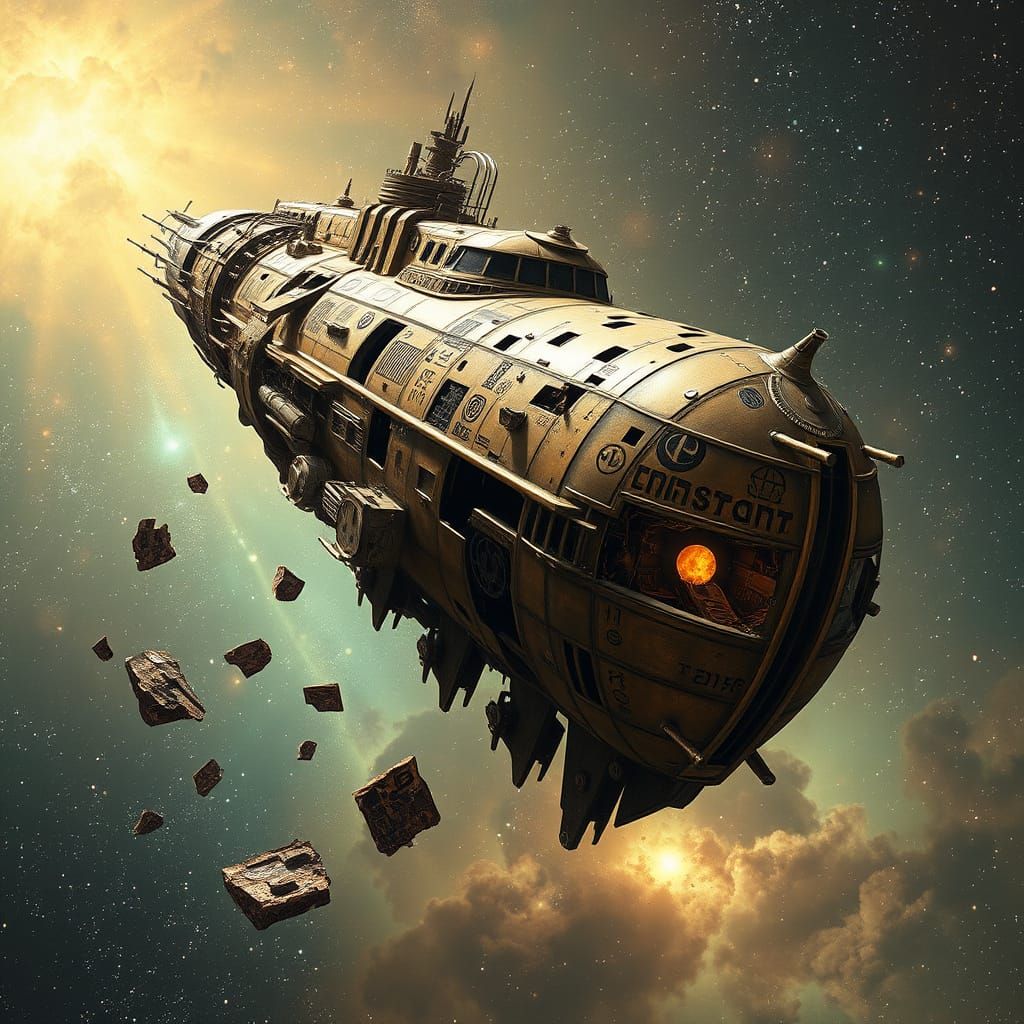 Abandoned Spacecraft Radiates Eerie Nebula Aura in Rich Bras...