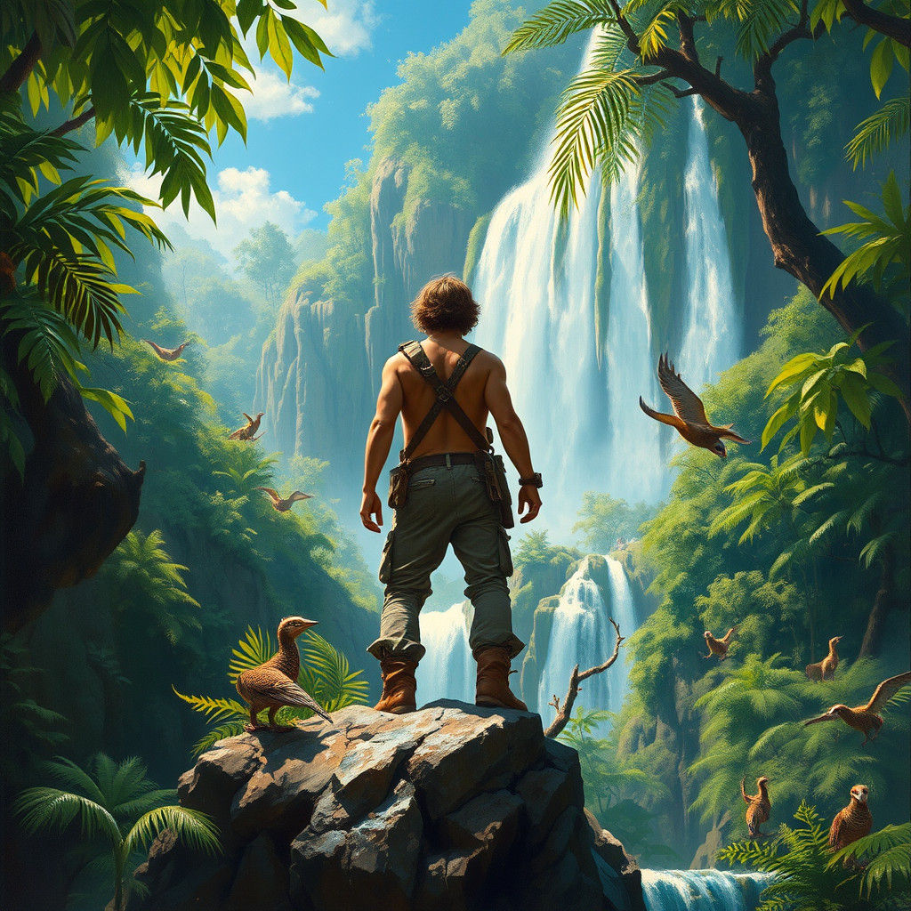 A Cascading Waterfall on a Jungle