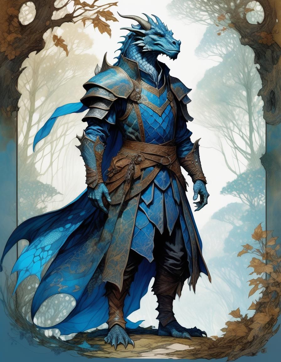 Dragonborn Prince Portrait in Art Nouveau Style