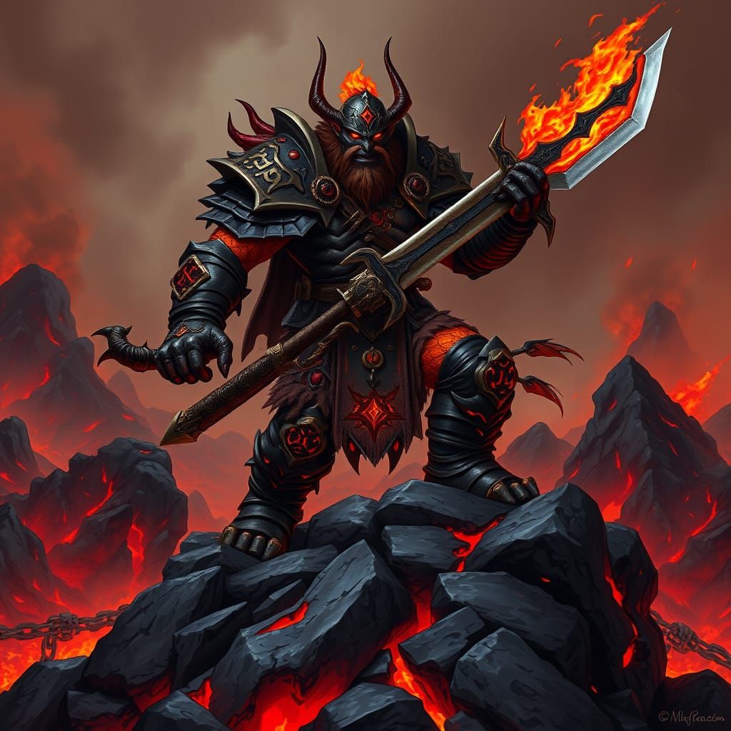 Lava Warrior in Volcanic Wasteland, Dofus Style