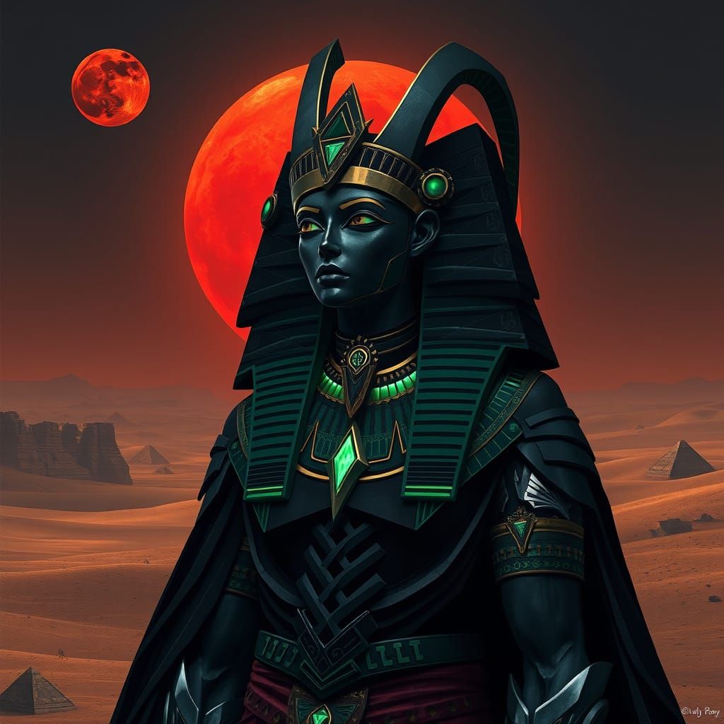 Egyptian Capricorn Goddess in Digital Oil Painting