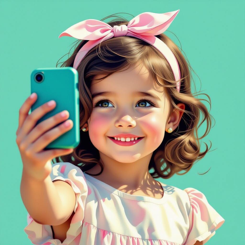 Child's Uplifting Selfie in Timeless Glamour Style