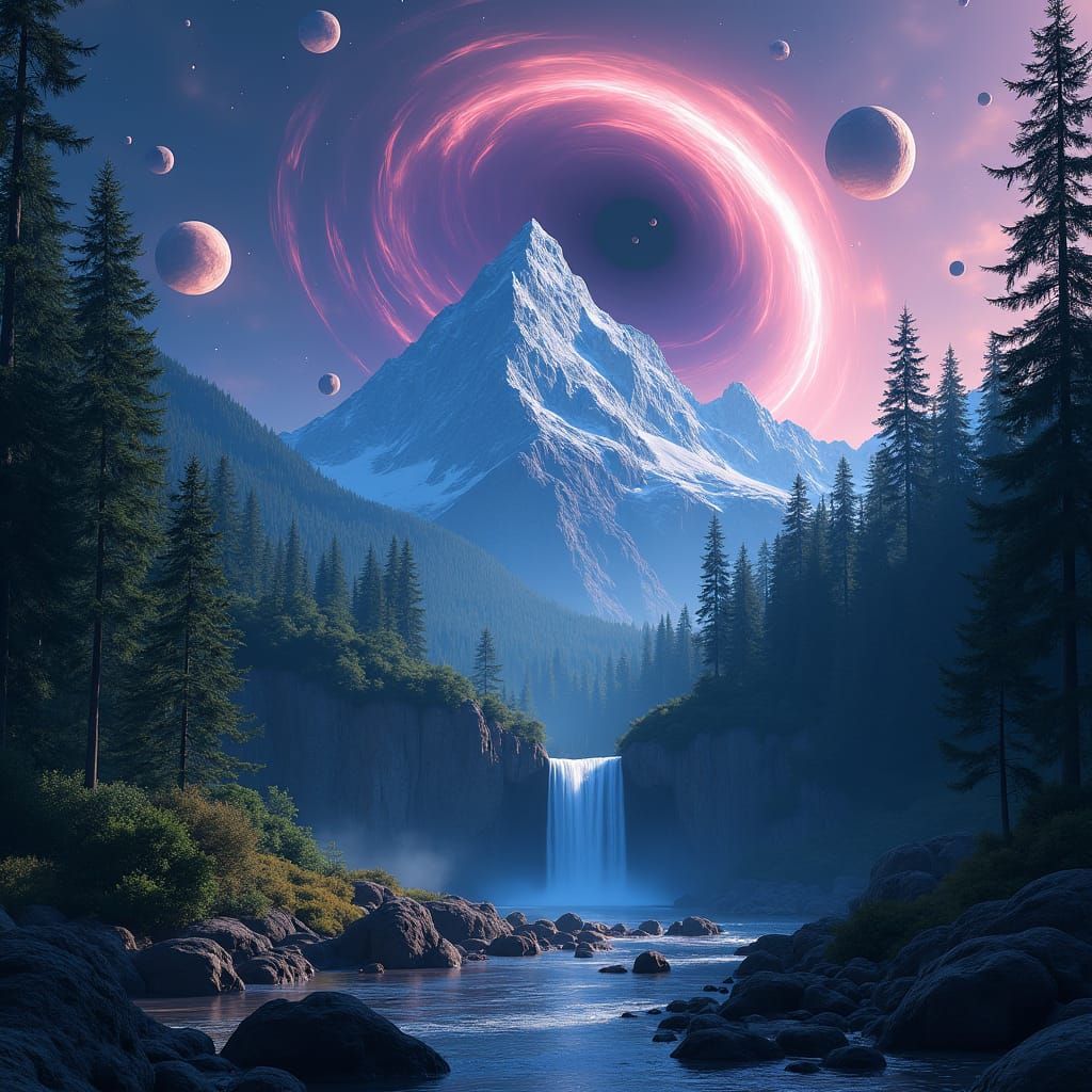 Cosmic Mountain Range Inspired by Syd Mead