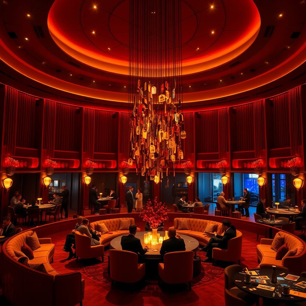 Luxurious Gathering Lounge in Golden Twilight