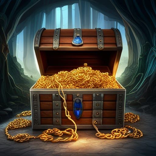 Treasure Chest in Cavern: Detailed Matte Painting