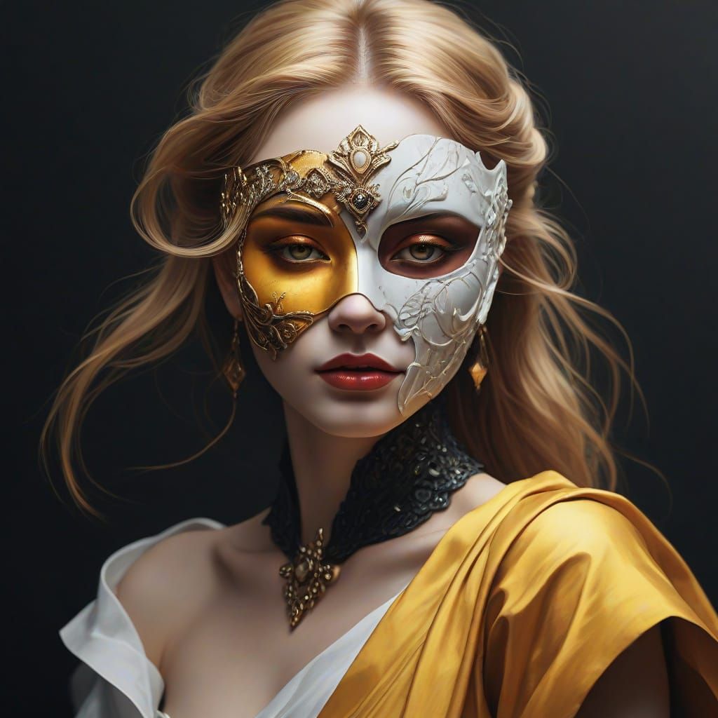 Oriental Fantasy Portrait of Woman in Yellow Dress