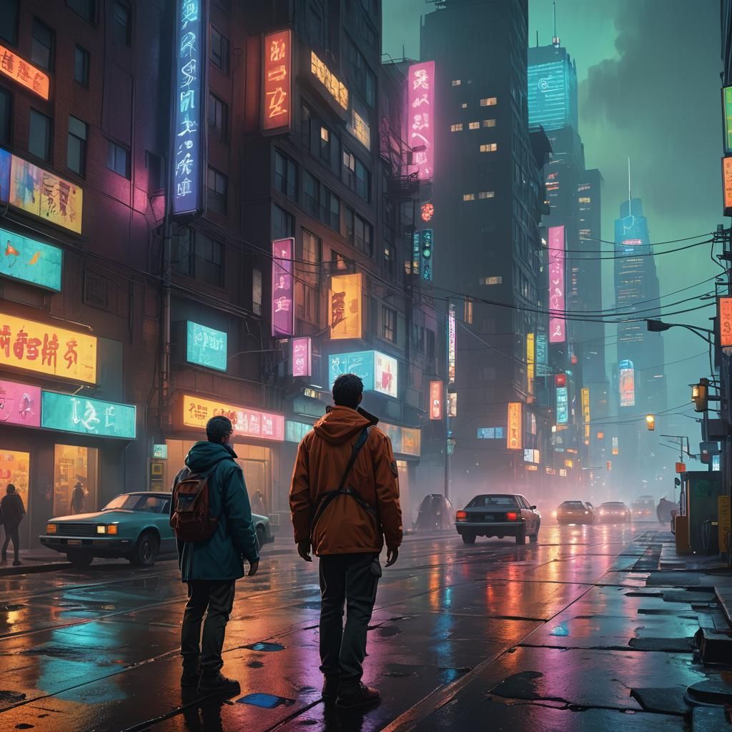 Gritty Cityscape: Oren and Trevor in Hyperrealism