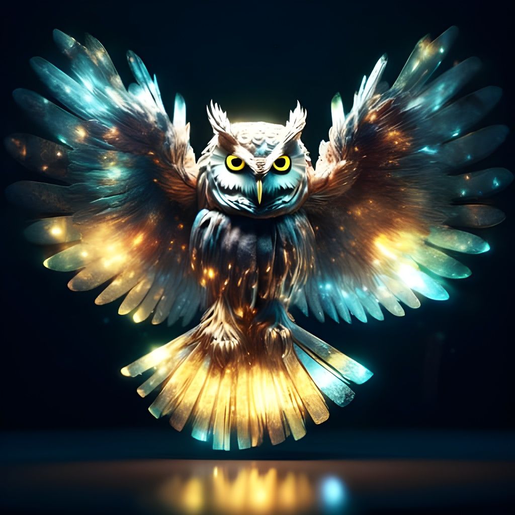 Mystical Celestial Owl Amidst Swirling Stars