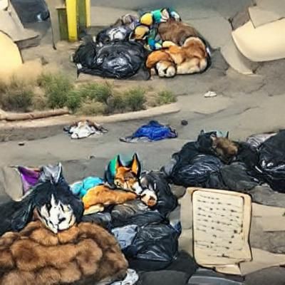 Homeless Furries in Garbage Piles: A Scene of Urban Decay