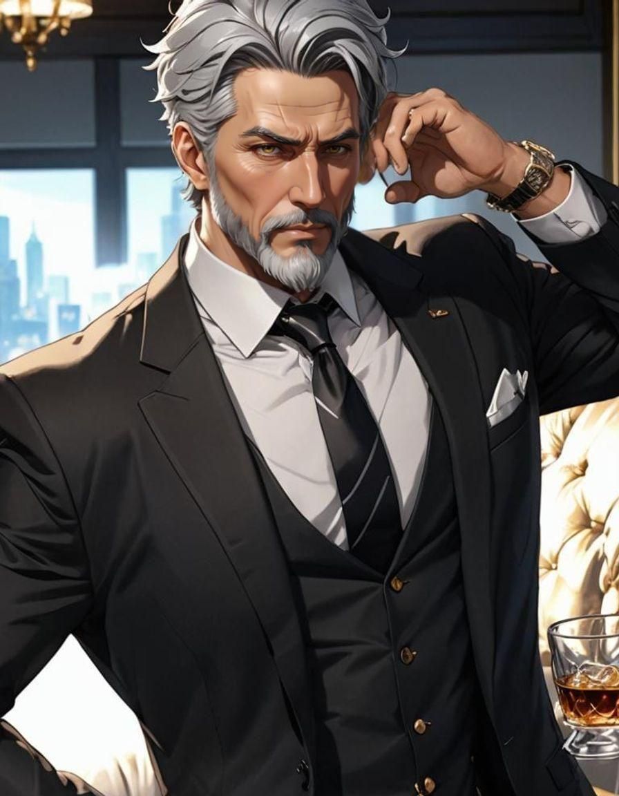 Anime Professor Lounging on a Throne, 3D Render