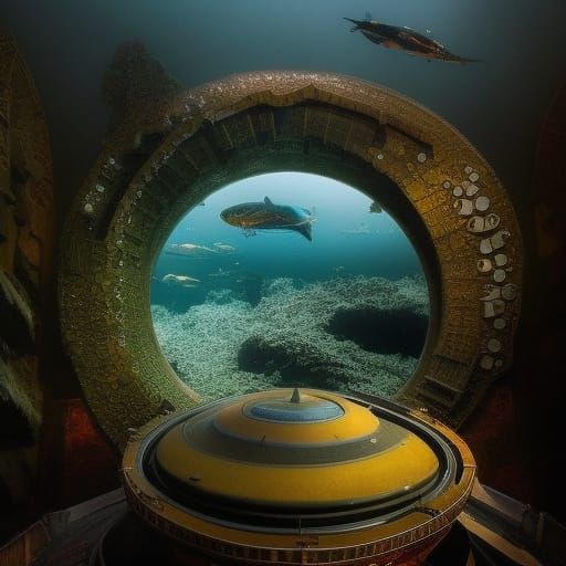 A submarine inspired M.C. Escher, Hieronymus Bosch, Harry Cl...