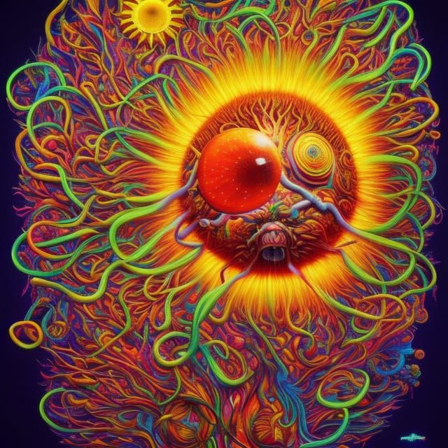 Psychedelic Sun Explosion in Surreal Style