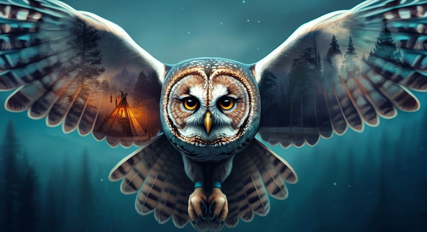 Majestic Owl Reveals Hidden Camp, Art Nouveau Style