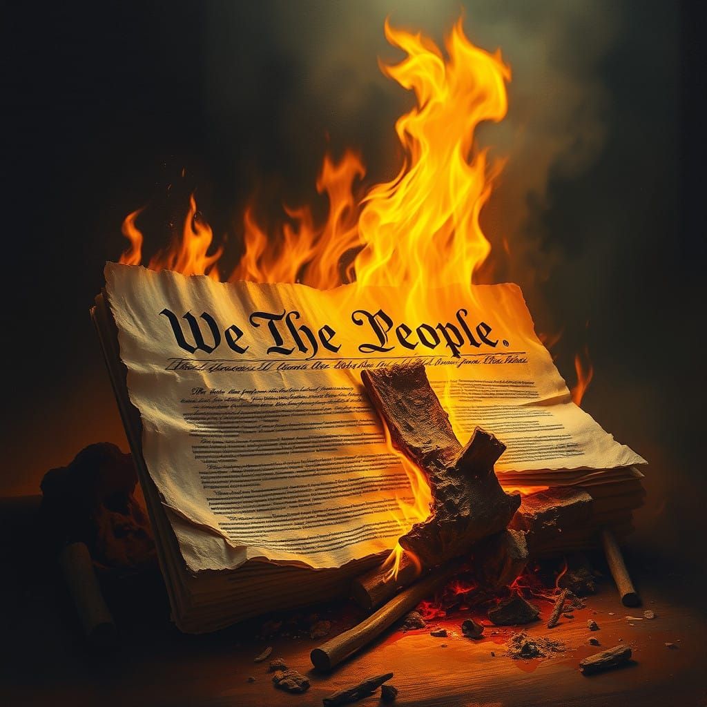 Constitution in Flames: A Haunting Ominous Scene