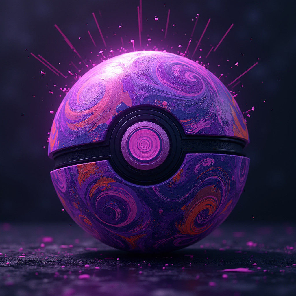 Glowing Graffiti Pokeball in Street Art Style