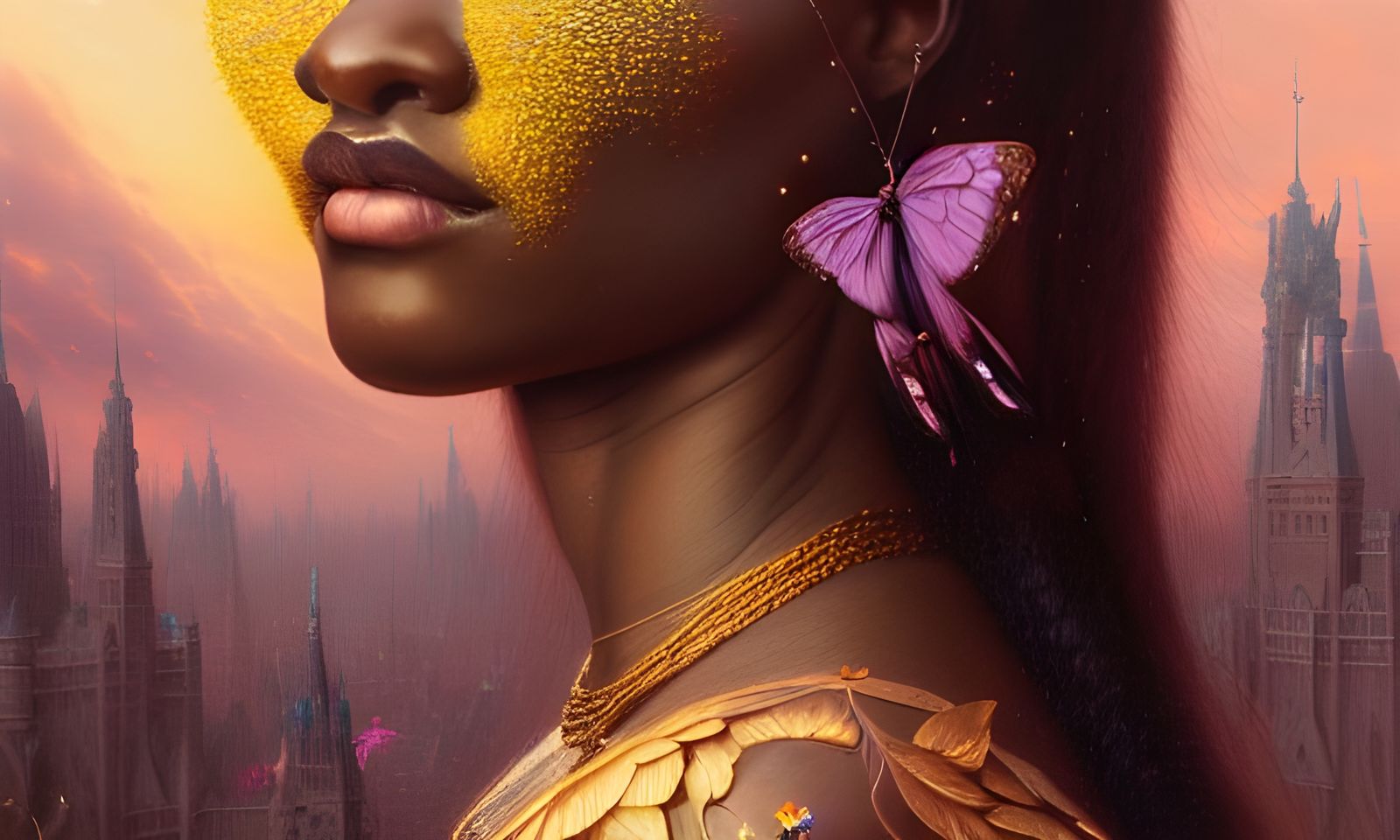 Radiant Beauty Surrounded by Fairy Dust in Hyperrealism