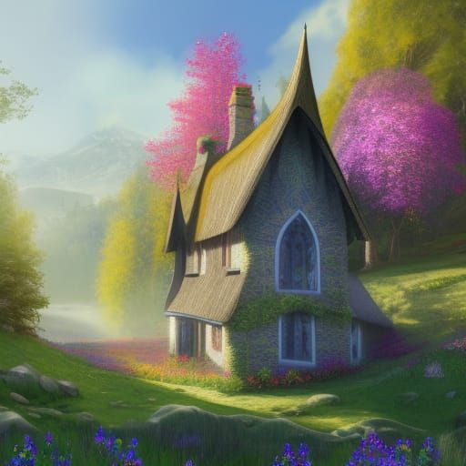 High Gothic Elven Cottage in Golden Sunlight