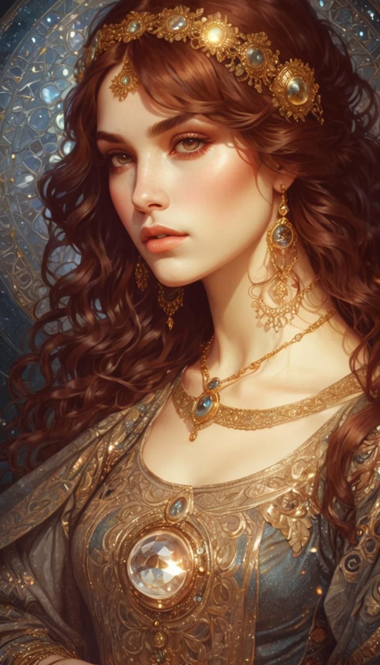 highly detailed portrait beautiful gypsy girl with dark aubu...