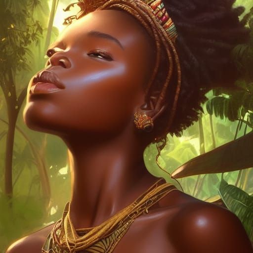 Stunning African Princess Portrait on Jungle Beach