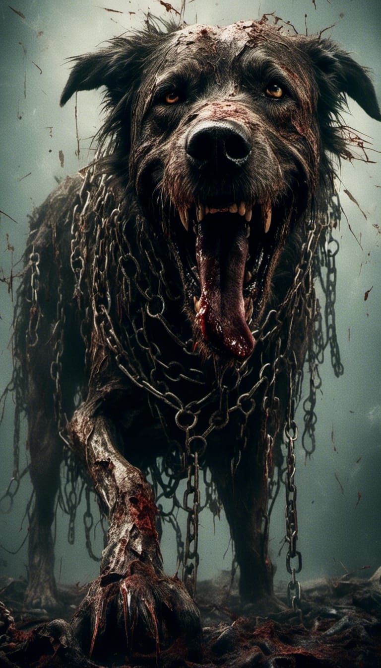 Scary Ferocious Giant Dog Unleashed in Macabre Style